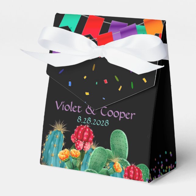 Fiesta Mexican Blommigt Cactus Bröllop Presentaskar (Framsidan Sidan)