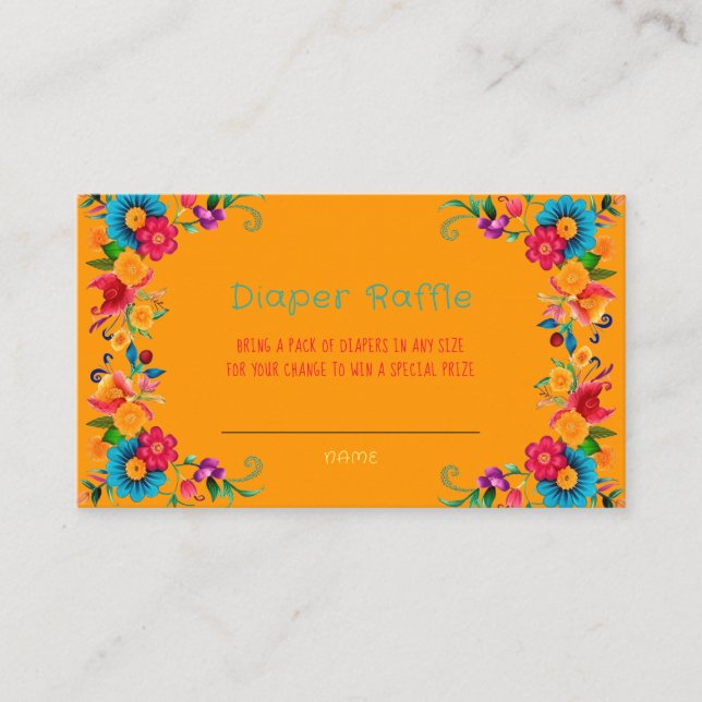 Fiesta Mexican Colorful Diaper Raffle Visitkort (Framsida)