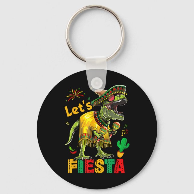 Fiesta Mexican Dino Trex Cinco De Mayo Toddle Nyckelring (Framsida)