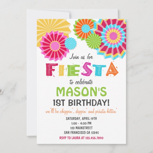 Fiesta Mexican Födelsedagsfest inbjudan (Framsida)