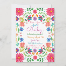 Fiesta Mexican Folwatercolor Blommigt Birthday