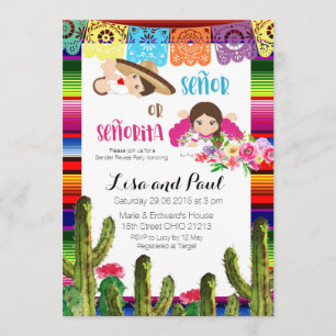 Fiesta Mexican Gender Reveal Baby Shower Inbjudan