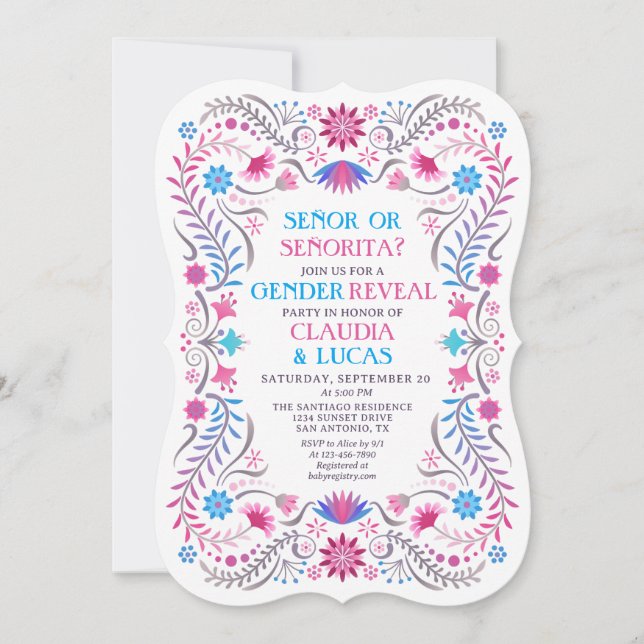 Fiesta Mexican Gender Reveal Inbjudningar (Framsida)