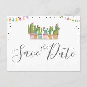 Fiesta Mexican Pastel Summer Cactus Spara datumet Meddelande Vykort
