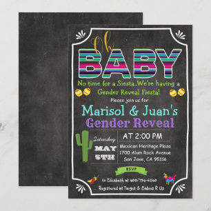 Fiesta mexikansk könsbestämmande baby shower inbju inbjudningar