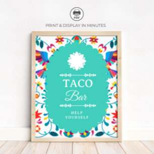 Fiesta Mexikansk Taco Bar Bröllopsduschskylt Poster