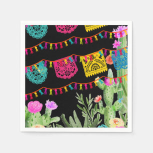 Fiesta Mexikanska banderoller Blommig Kaktus Serve Pappersservett