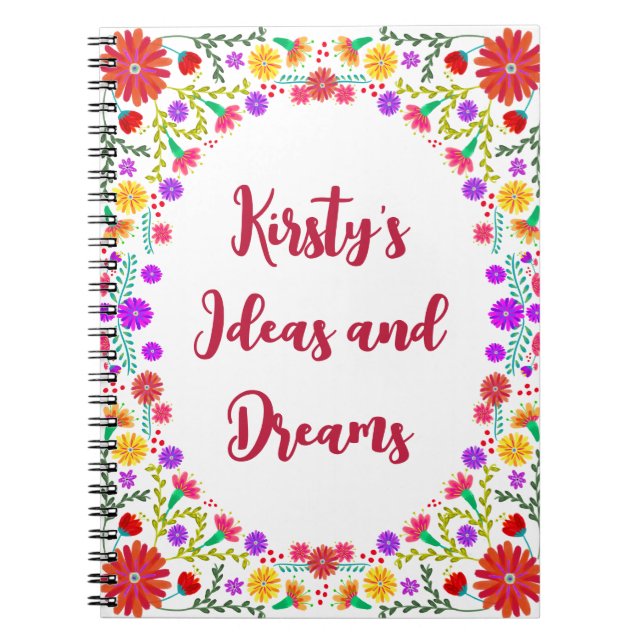 Fiesta Mexikanska Blommigten Ram Anteckningsbok (Framsidan)