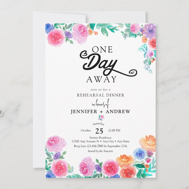 Fiesta | Mexikanska blommor | Middag före bröllop Inbjudningar (Framsida)