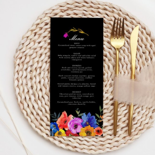 Fiesta Mexikanska Bröllop, färgfull Blommigt Meny (Skapare uppladdad)