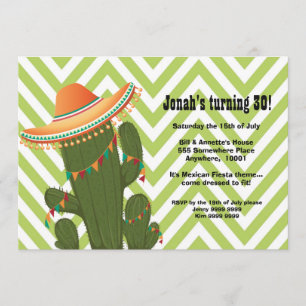 Fiesta mexikanska Cactus Sombrero Party Inbjudan