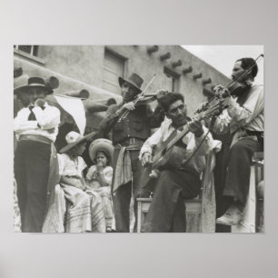 Fiesta Mexikanska musiker Taos NM Poster