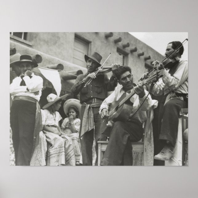 Fiesta Mexikanska musiker Taos NM Poster (Framsidan)