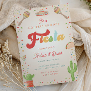 Fiesta Mexikanska Par Shower för färgfull Groovy 7 Inbjudningar