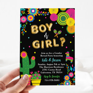 Fiesta Mexikanska Theme Gender Reveal Party Inbjudningar