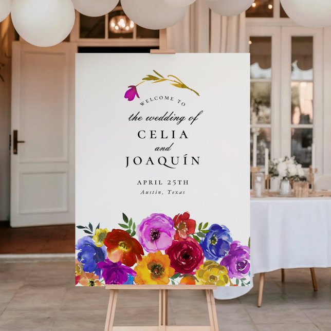 Fiesta Mexikanskt Blommigt Bröllops Välkomstskylt Poster (Skapare uppladdad)