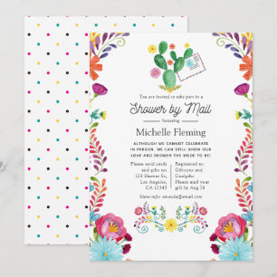 Fiesta Möhippa Blommigt med vattenfärg per post Inbjudningar