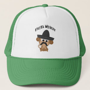 Fiesta Monkey med en Mustach och Mexican Sombrero Truckerkeps