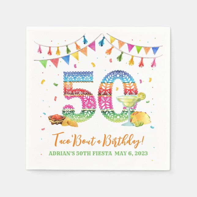 Fiesta Napkins, 50:e födelsedagen Pappersservett (Framsidan)