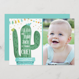 Fiesta och Roligt Boy Blue Cactus 1:a födelsedagen Inbjudningar