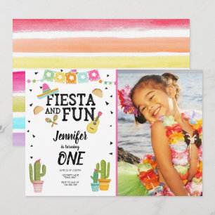 Fiesta och Roligt Cactus Mexican Girl First Birthd Inbjudningar