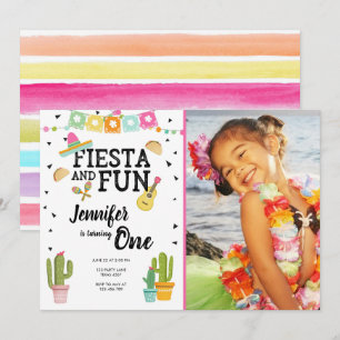 Fiesta och Roligt Cactus mexikanska flicka första Inbjudningar