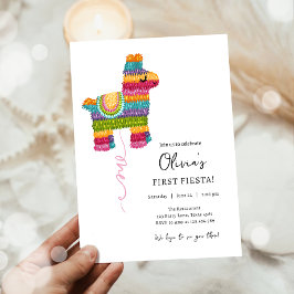 Fiesta och Roligt Piñata Llama Girl First Birthday Inbjudningar
