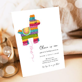 Fiesta och Roligt Piñata Llama Girl First Birthday Inbjudningar