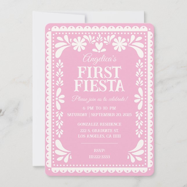 Fiesta Papel Picado-inbjudan första födelsedagen Inbjudningar (Framsida)