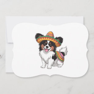 Fiesta Papillon Hund Wearing Sombrero och Sarape