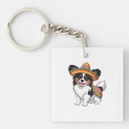 Fiesta Papillon Hund Wearing Sombrero och Sarape