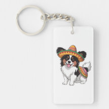 Fiesta Papillon Hund Wearing Sombrero och Sarape