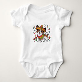Fiesta Papillon Hund Wearing Sombrero och Sarape T Shirt