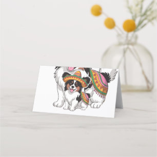 Fiesta Papillon Hund Wearing Sombrero och Sarape Tidsbeställning Kort