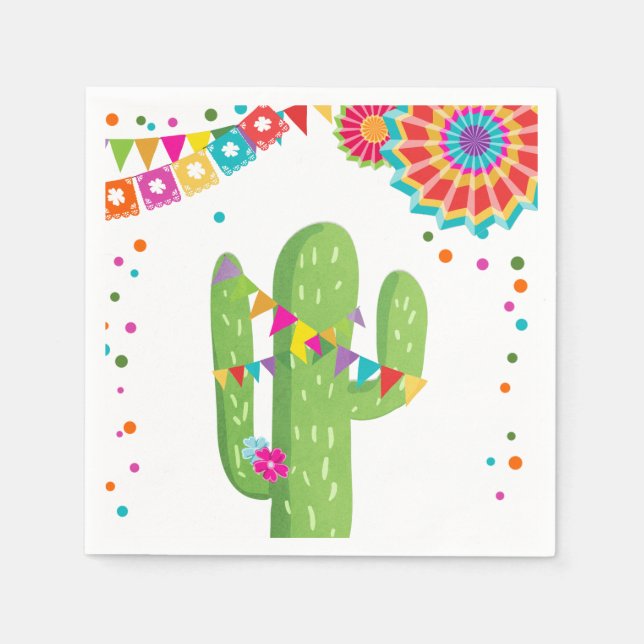 Fiesta Pappersservett Mexican Cactus Blommigt Birt (Framsidan)