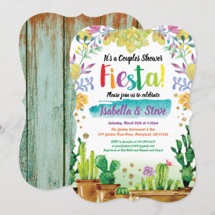 Fiesta par duschinbjudan med cactuc inbjudningar