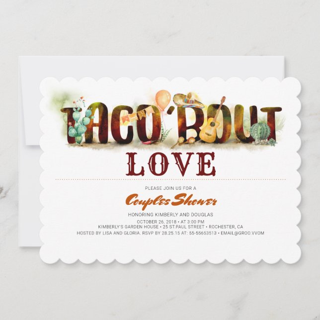 Fiesta Par Shower-inbjudan Taco Bout Kärlek Inbjudningar (Framsida)