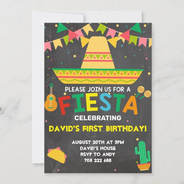 Fiesta Party födelsedag Taco Boy mexikan Inbjudningar (Framsida)