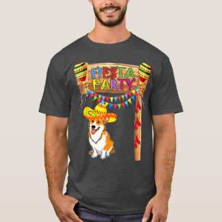 Fiesta Party Funny Meican Corgi Sombrero Cinco De  T Shirt