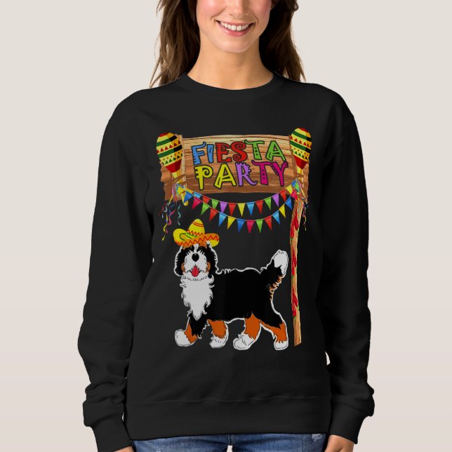 Fiesta Party Mexican Bernedoodle Lycklig Cinco De  T Shirt (Framsida)