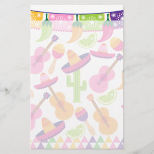 Fiesta Party Sombrero Cactus Limes paprika Maracas Brevpapper