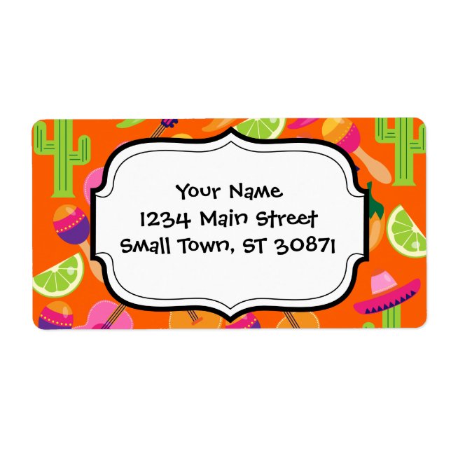 Fiesta Party Sombrero Cactus Limes Peppers Maracas Fraktsedel (Framsidan)