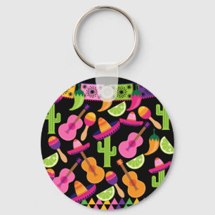 Fiesta Party Sombrero Cactus Limes Peppers Maracas Nyckelring