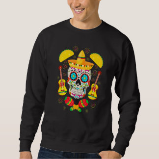 Fiesta Party Sugar Skull Ro Calavera mexikanskt ko Lång Ärmad Tröja