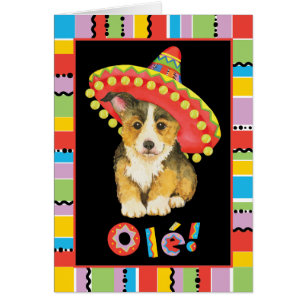 Fiesta Pembroke Welsh Corgi-kort Hälsningskort