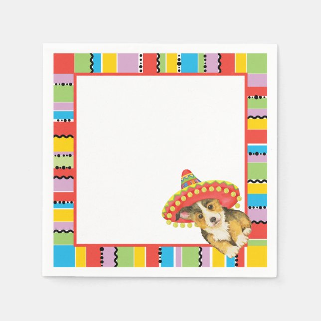 Fiesta Pembroke Welsh Corgi Papper Napkins Pappersservett (Framsidan)