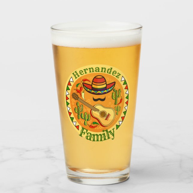 Fiesta Personlig NAMN Roligt Cinco De Mayo Glaskopp (Framsida fylld)