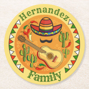 Fiesta Personlig NAMN Roligt Cinco De Mayo Underlägg Papper Rund
