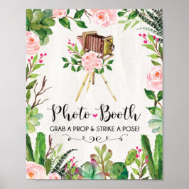 Fiesta Photo Booth Selfie Station Sign Cactus Prop Poster