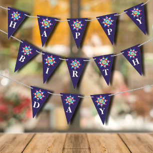 Fiesta Pinata Grattis på födelsedagen Blue Vimplar